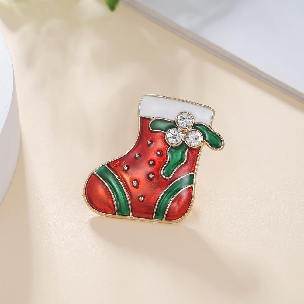 Geometric Drip Oil Plated Alloy Brooch with Christmas Pumpkin Reindeer Snowman Sleigh Ghost Apple Designs for Women