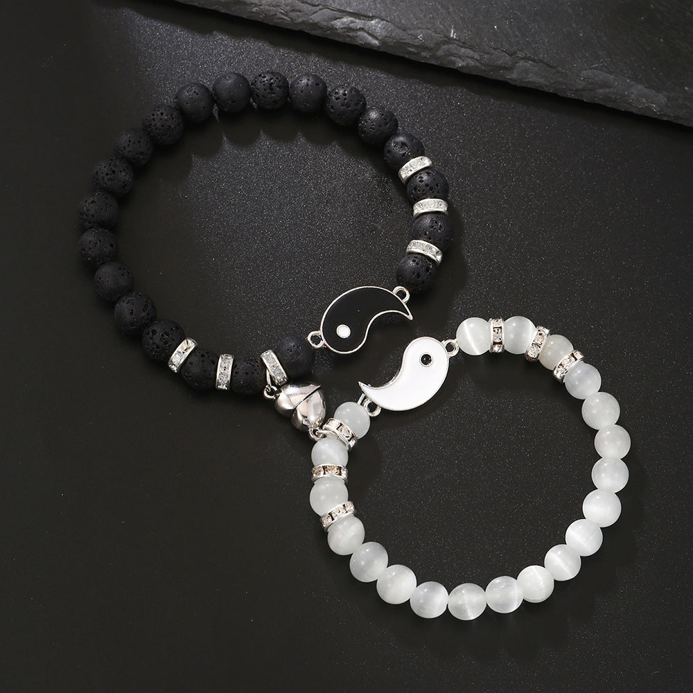Handmade Geometric Cross Stone Beaded Bracelet Set for Unisex