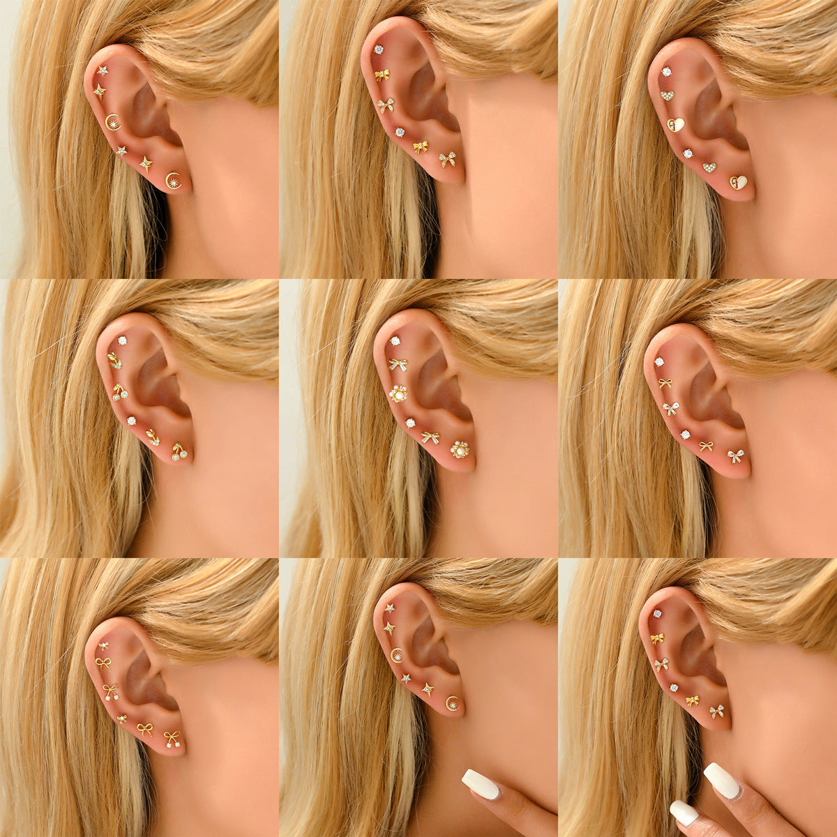 Pendientes de Tachuela Geométricos Minimalistas para Mujer con Incrustaciones de Zirconia en Base de Cobre y Postes de Acero Inoxidable