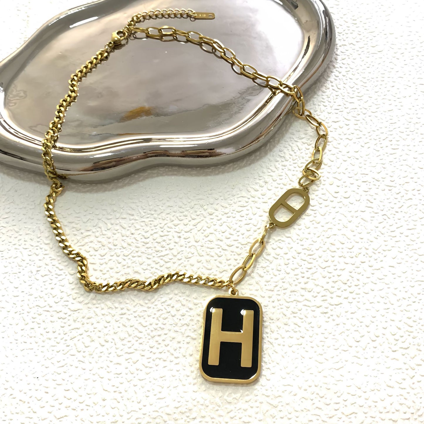 Hip-hop Sporty Letter Square Titanium Steel Plated Necklace Unisex