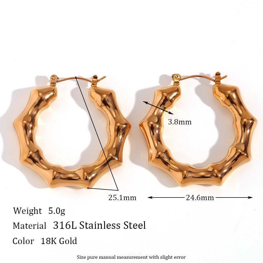 Orecchini a cerchio da donna in stile vintage con geometria a U in acciaio al titanio, placcati oro 18 carati e inserti in acrilico