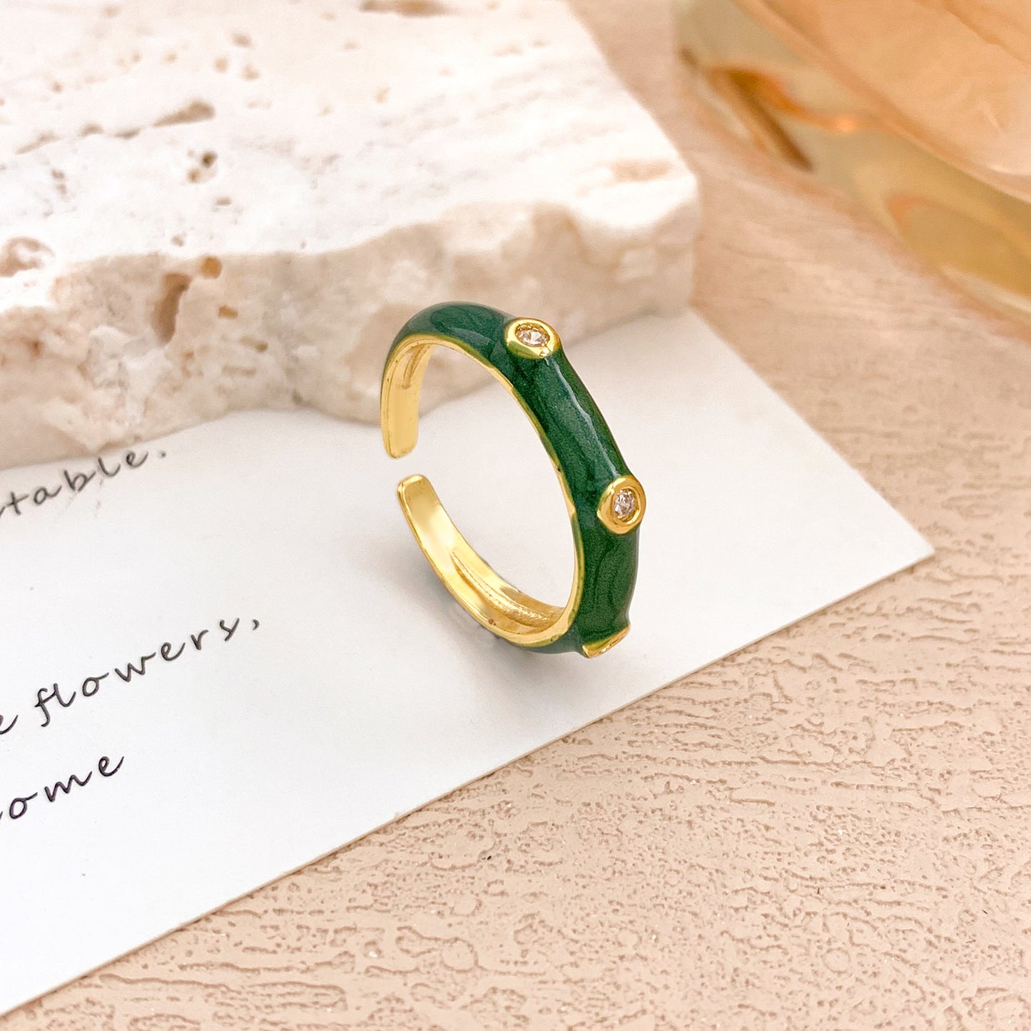 Sweet Polka Dot Round Oval Alloy Drip Oil Plated Ring for Women