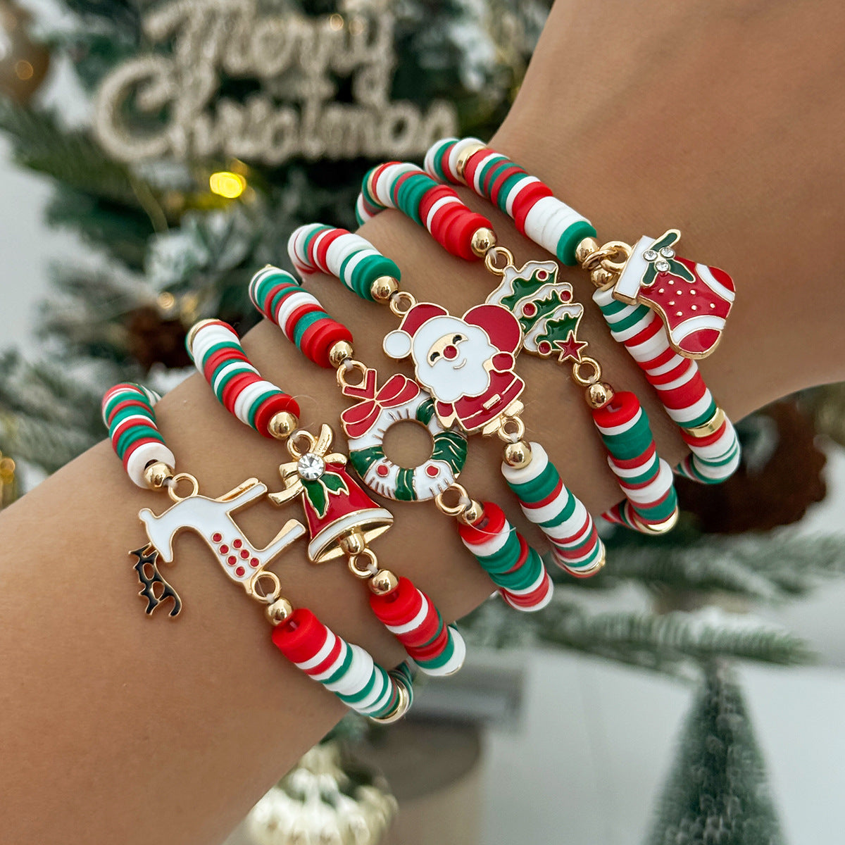 Minimalist Letter Resin Beaded Stretch Bracelet for Women