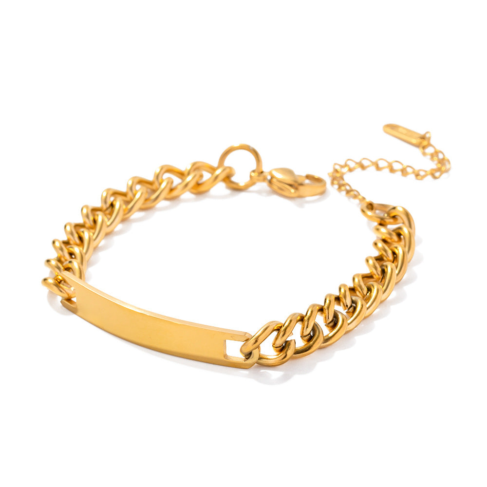 Geometric Cuban Link Bracelet for Women and Men Stainless Steel Gold Plated Hip Hop Style Fashion Jewelry