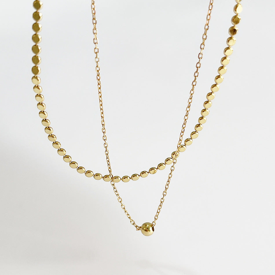 Collar minimalista de plata de ley 925 chapado en oro con lunares geométricos