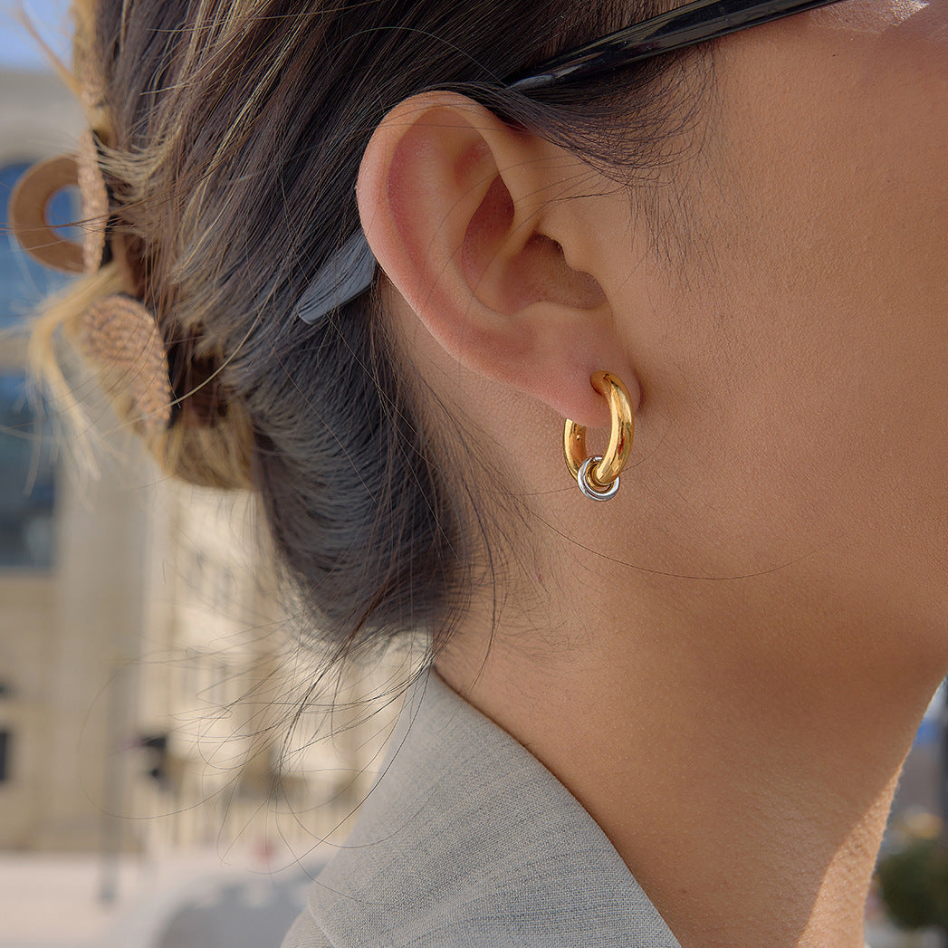 Minimalist Geometric C-Shaped Stainless Steel Plated Hoop Earrings for Women