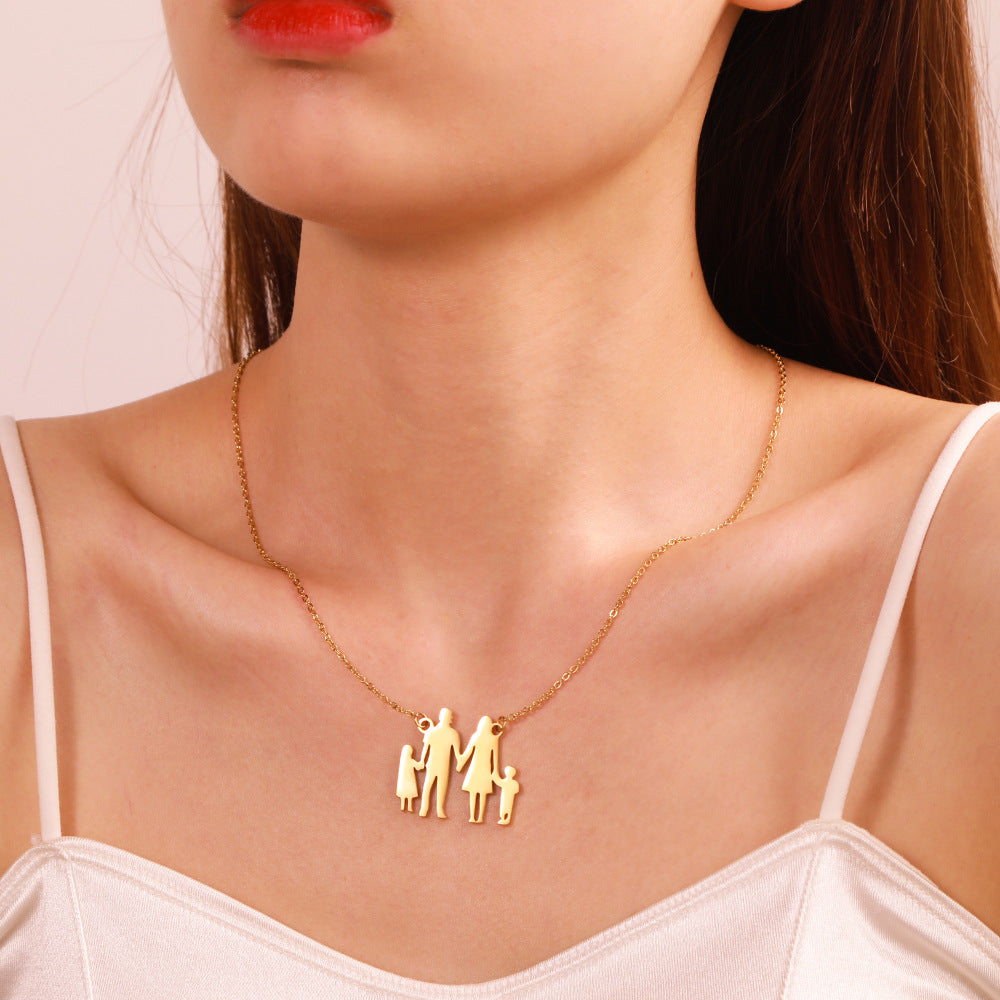 Casual Geometric Square Titanium Steel Plated Necklace with Stainless Steel Pendant for Women