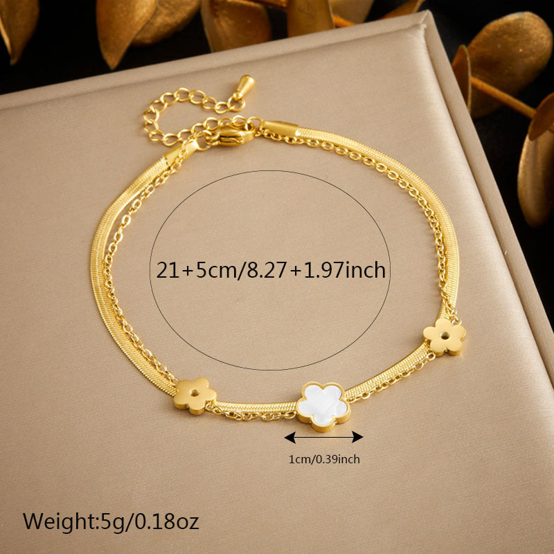 Minimalist Fashionable Stainless Steel Butterfly Flower Anklet