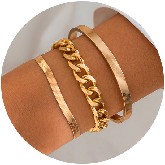 Pulsera de Cadena de Serpiente de Metal Galvanizado Estilo Geométrico Ins para Mujer con Dijes de Atrapasueños y Octagrama