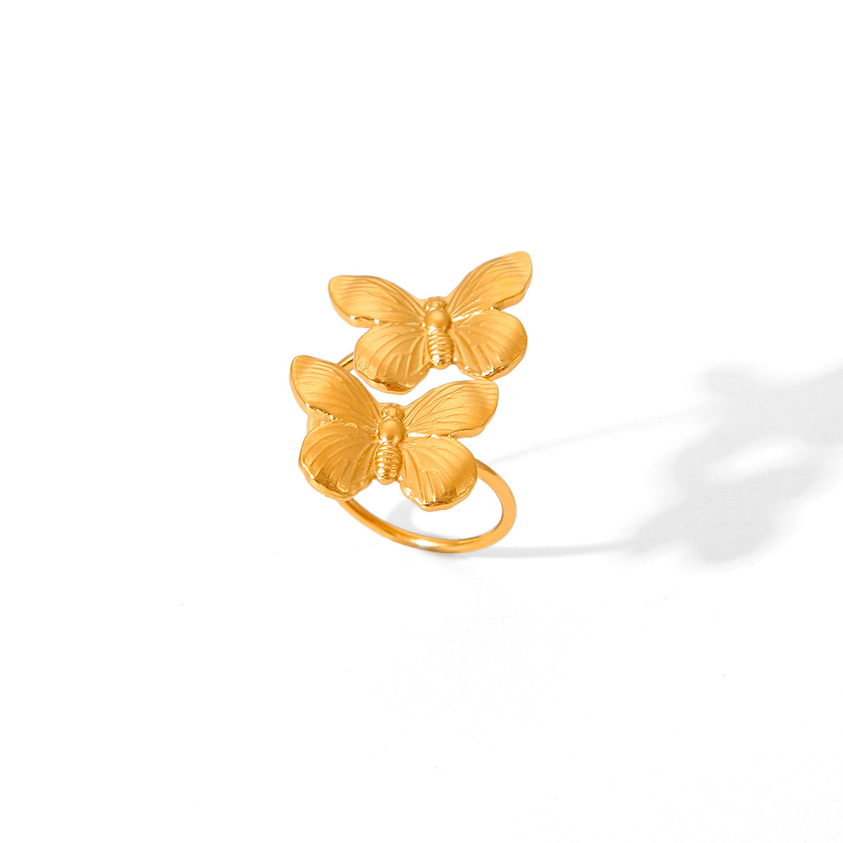 Anello da Donna a Farfalla in Acciaio Inossidabile con Finitura Placcata, Accessorio di Moda Minimalista ed Elegante