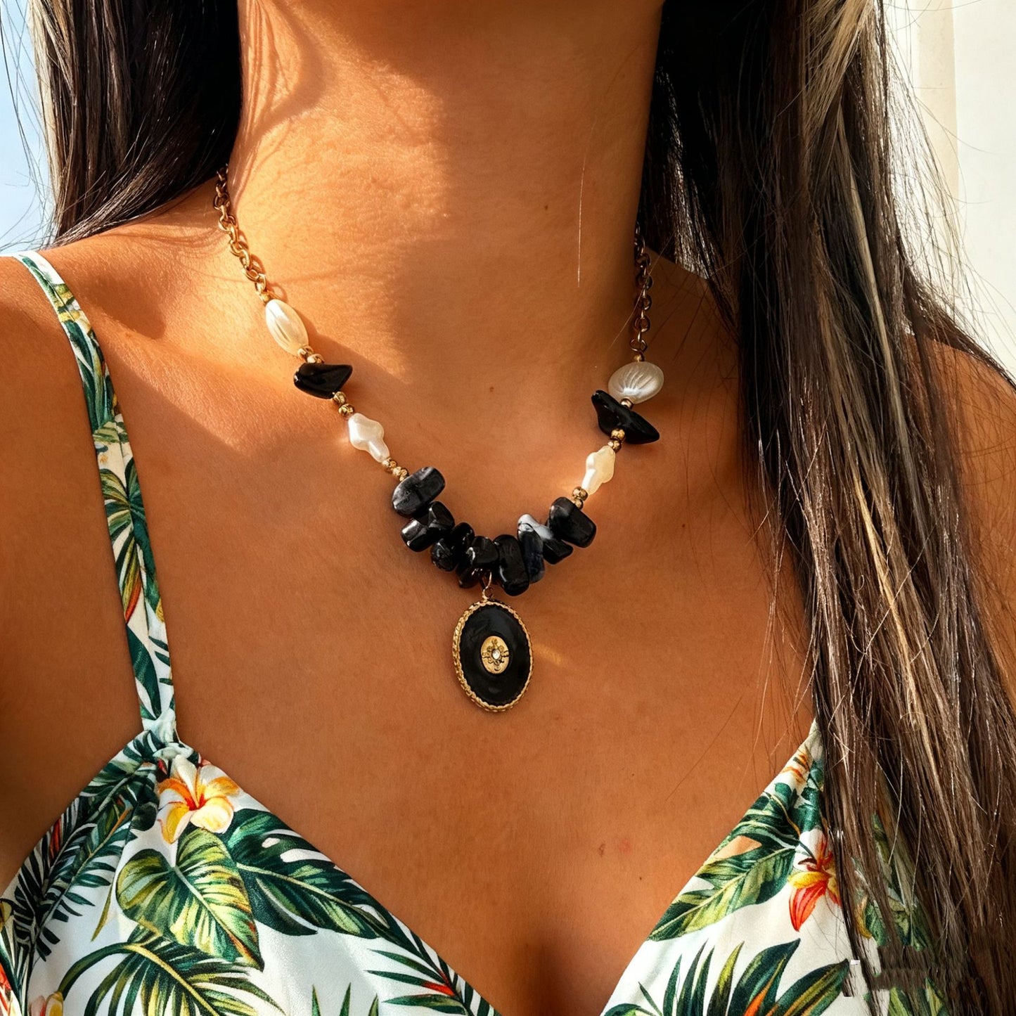 Colorful Geometric Stainless Steel Plated Necklace for Women