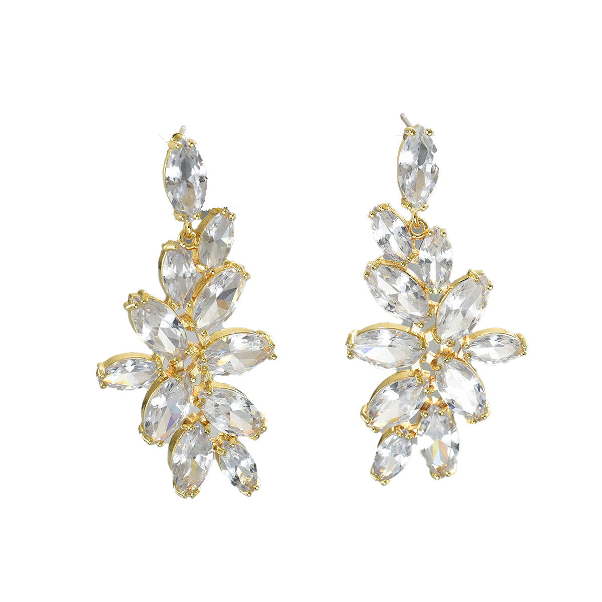 Chic Minimalist Geometric Zirconia-Set Alloy Stud Earrings for Women with Hexagonal and Circular Patterns