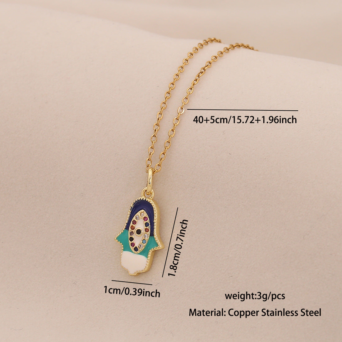 Edgy Evil Eye Pendant Necklace in Stainless Steel with Enamel Finish on O-Chain for Women