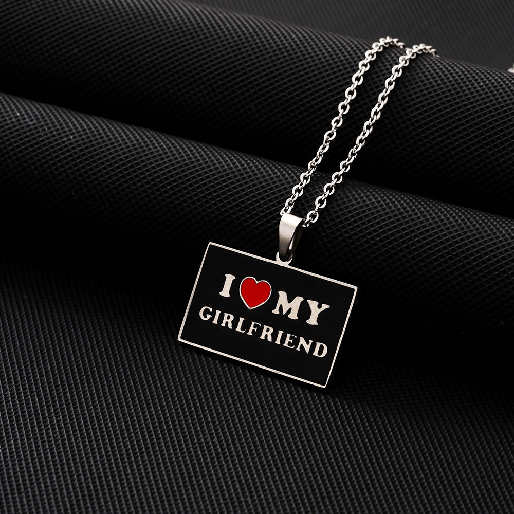 Elegant Geometric Stainless Steel Letter Pendant Necklace with Plated Finish for Men and Women