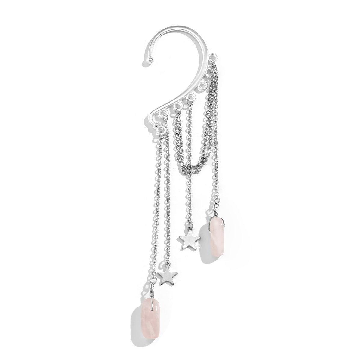 Minimalist Star-Shaped Alloy Earrings with Plated Finish, Fringe Dangle Design and Geometric Five-Pointed Star Accent for Women