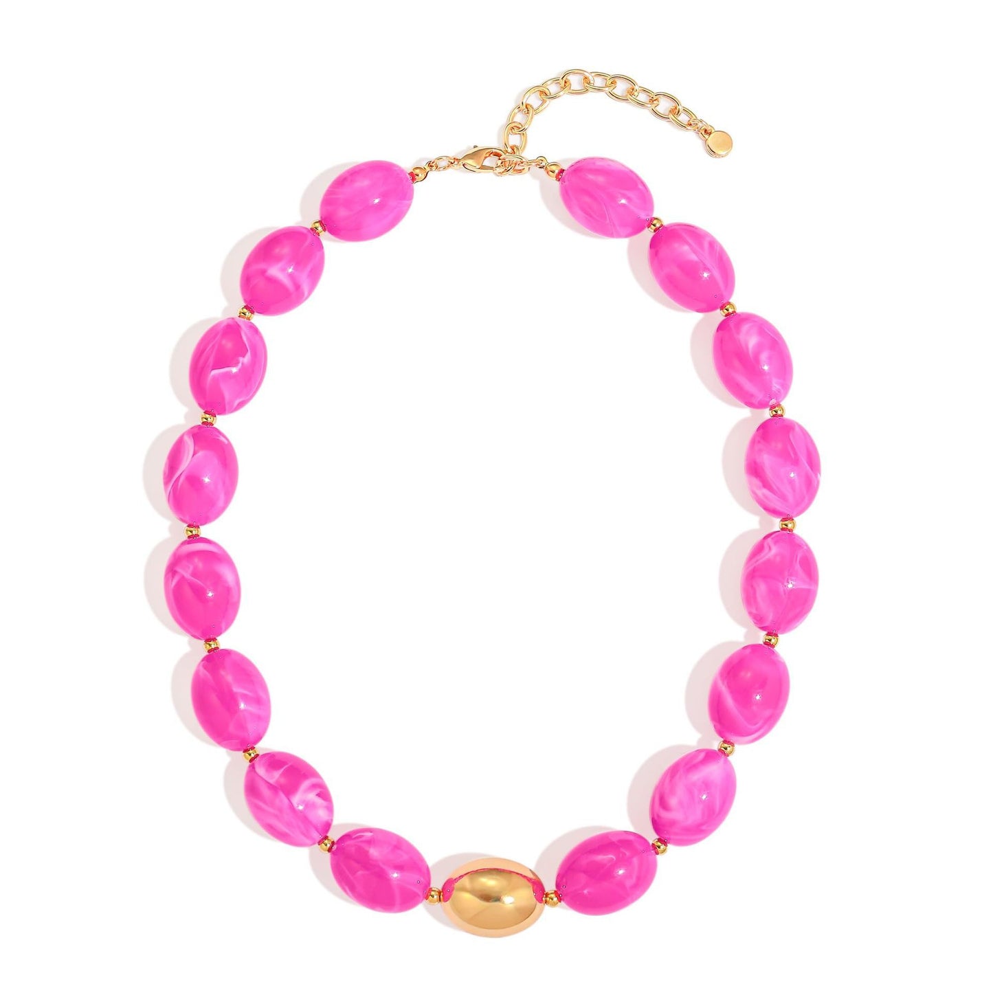 Bohemian Minimalist Geometric Resin Beaded Necklace for Women Casual Cable Chain Choker