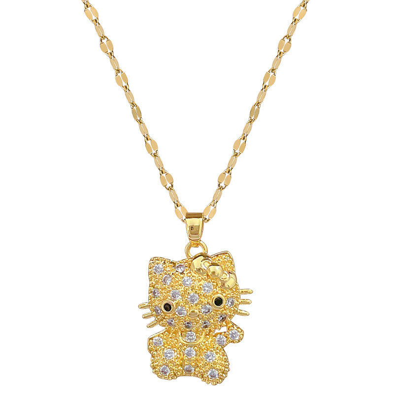 Collar de Mariposa Geométrico de Lujo de Acero de Titanio para Mujeres y Hombres con Incrustaciones de Diamantes de Imitación