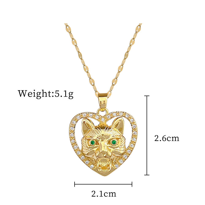 Collana Minimalista a Cuore in Acciaio al Titanio con Pendente a Luna per Uomo e Donna, Delicata Catena con Strass