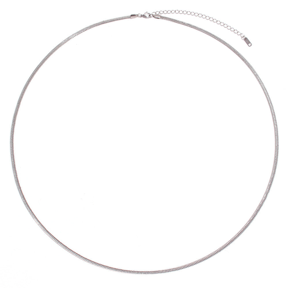 Catena da corpo minimalista da donna in acciaio al titanio con finitura placcata, a maglie a serpente, a maglie a scatola e a maglie a lama