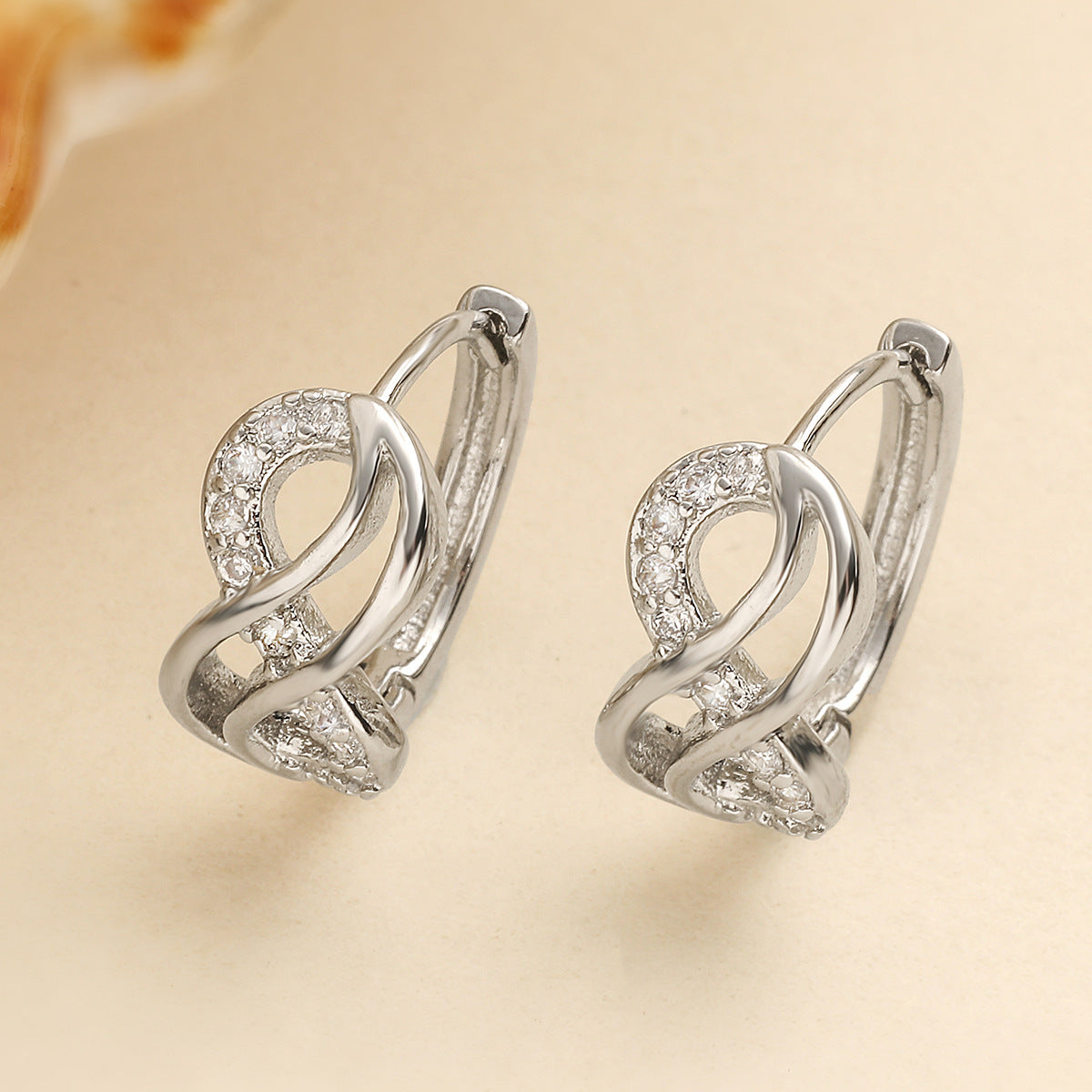 Minimalist Luxe Geometric Hoop Earrings for Women in Brass with 18K Gold Plating and Micro-Paved Zirconia