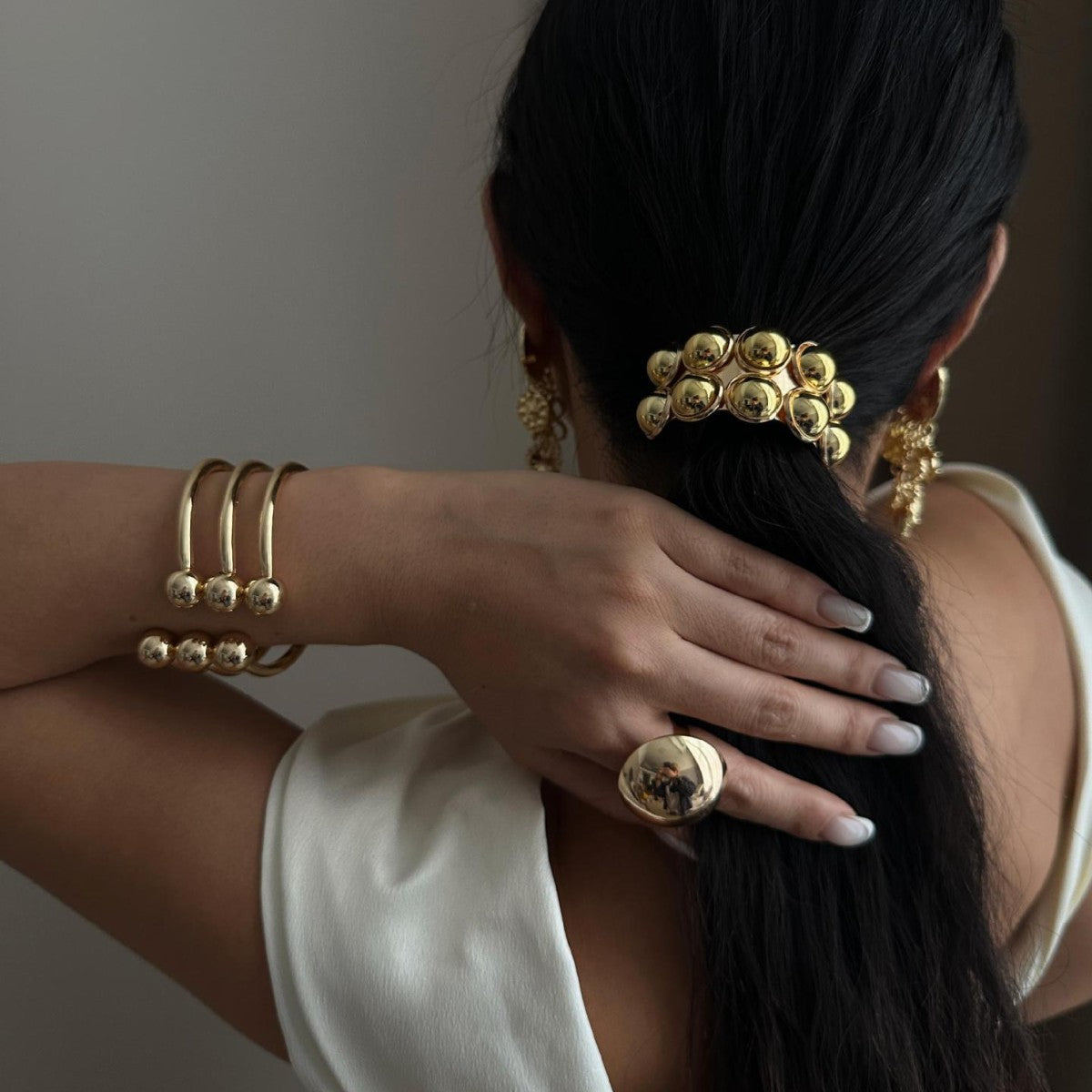 Fashion Gold Plated Alloy Round Geometric Hair Ring Set