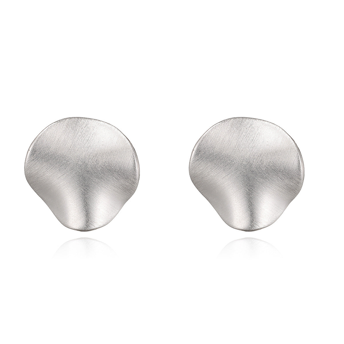 Irregular Geometric Matte Brushed Gold Plated Brass Stud Earrings for Women