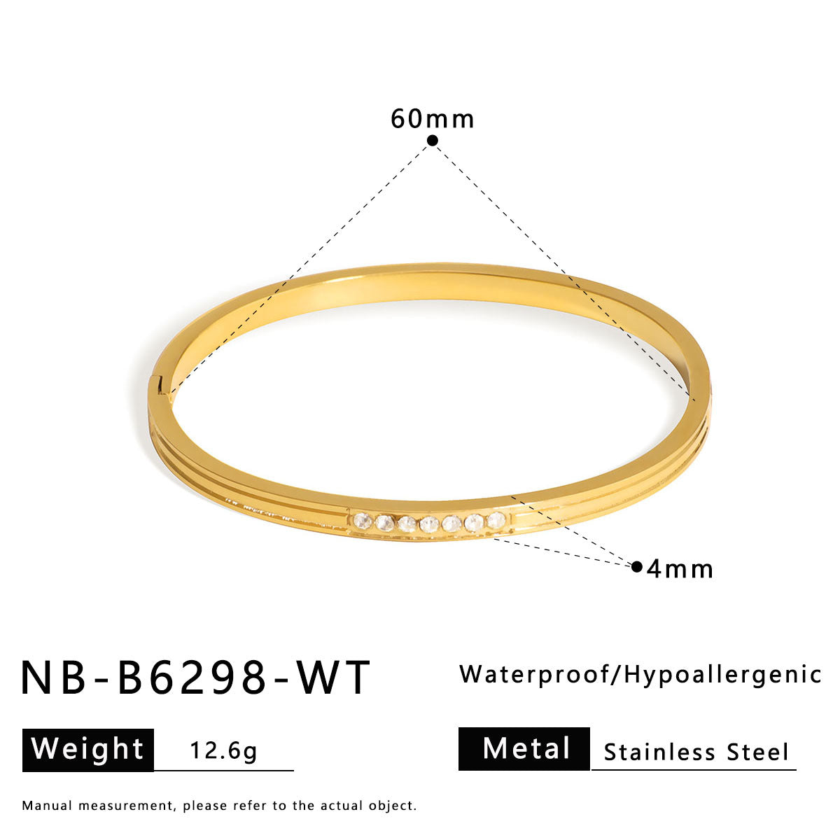 Bracciale Minimalista Geometrico in Acciaio Inossidabile Placcato con Strass Colorati, Chiusura a Scatto Ipoallergenica, Gioielli Lussuosi per Tutti i Giorni