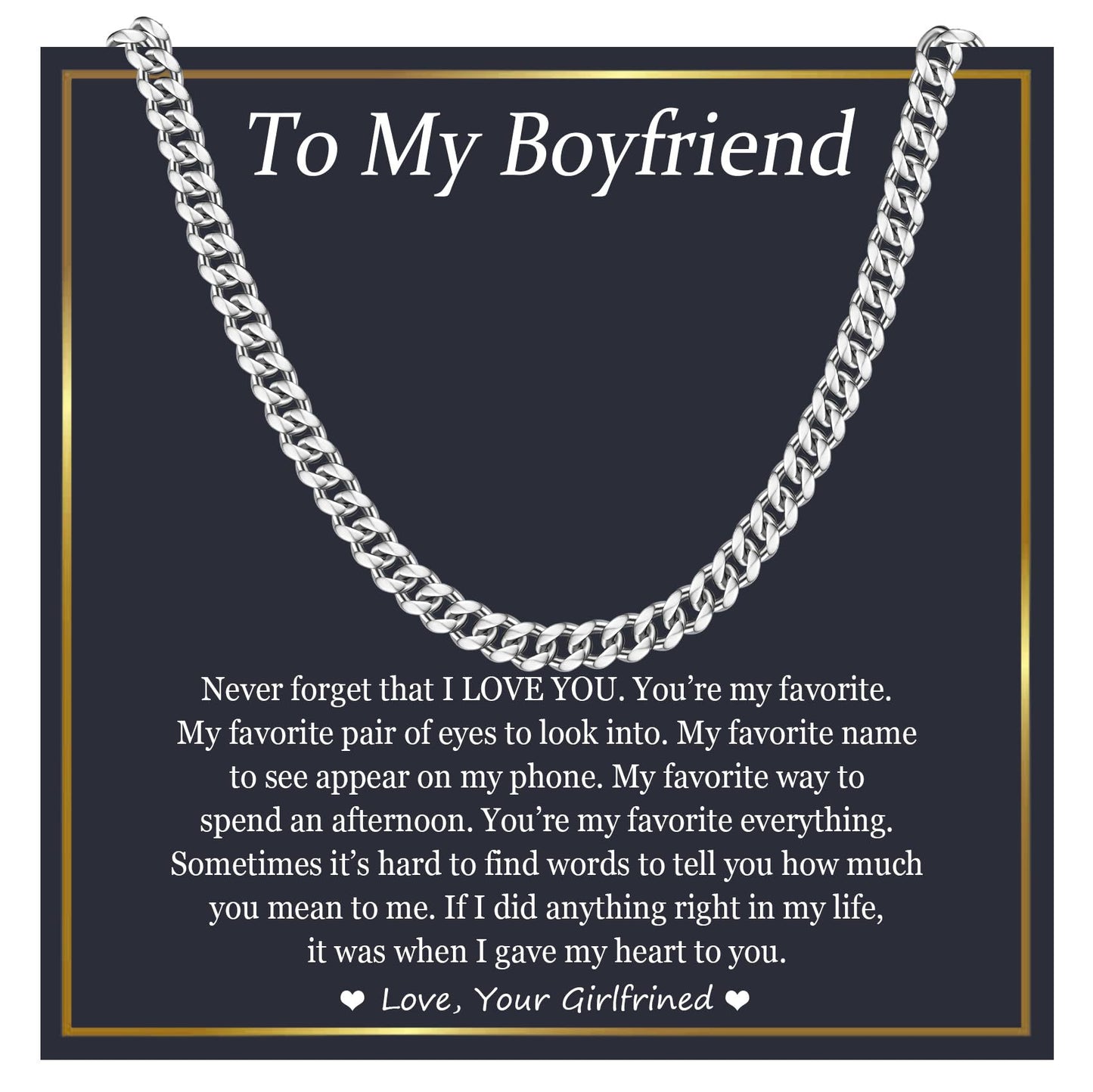 Geometric Plated Stainless Steel Cuban Link Chain Necklace Unisex 6MM