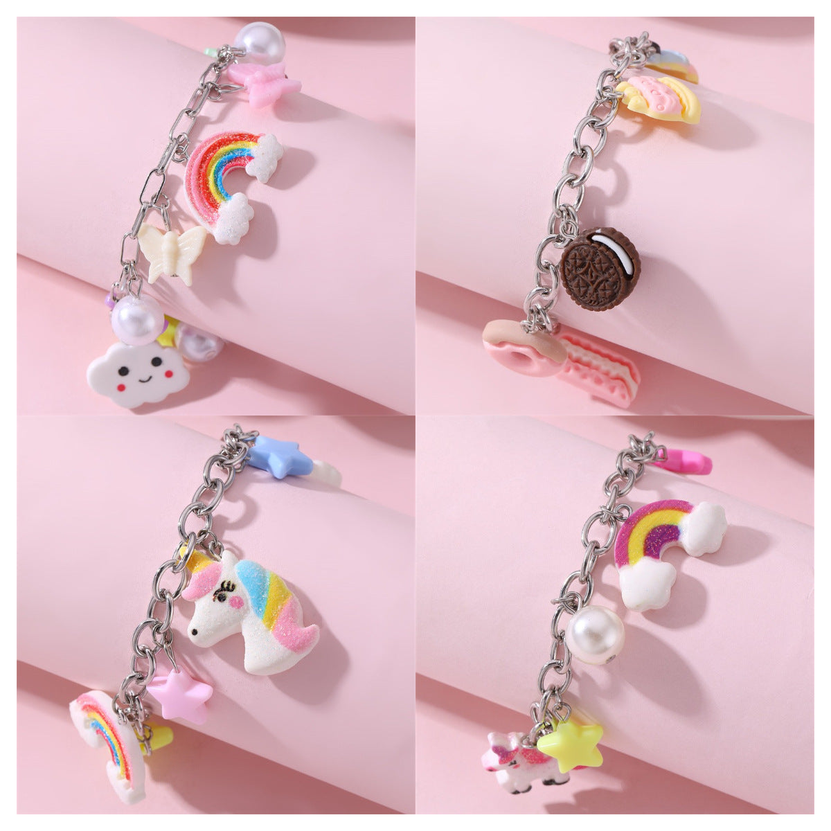 Braccialetto per Bambini Stile Punk a Stella Geometrica Elettroplaccato in Materiali Misti