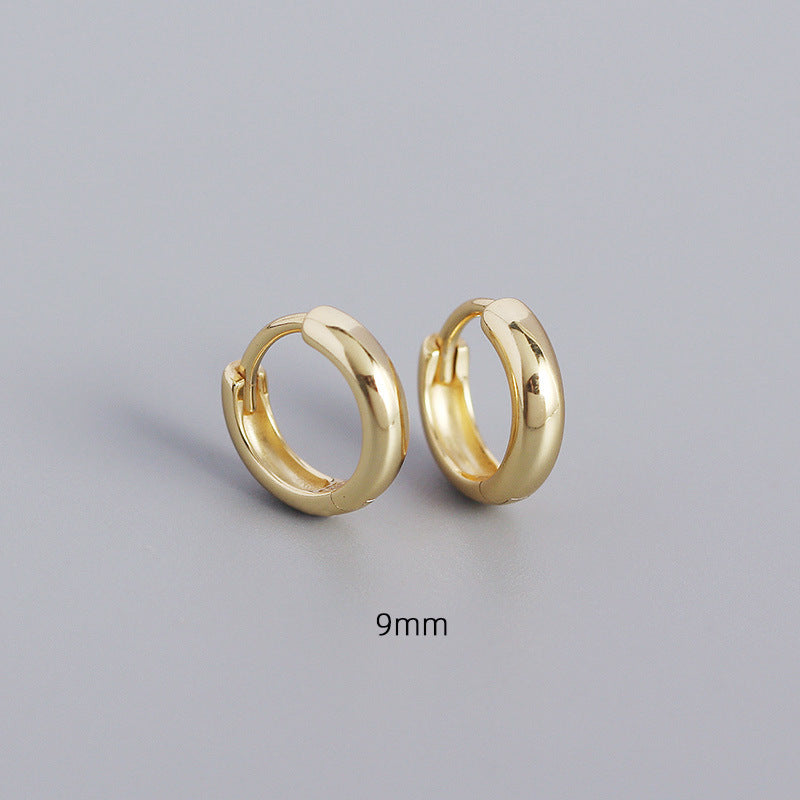 Minimalist Geometric Shiny Silver Hoop Earrings in 925 Sterling Silver with Plated Finish