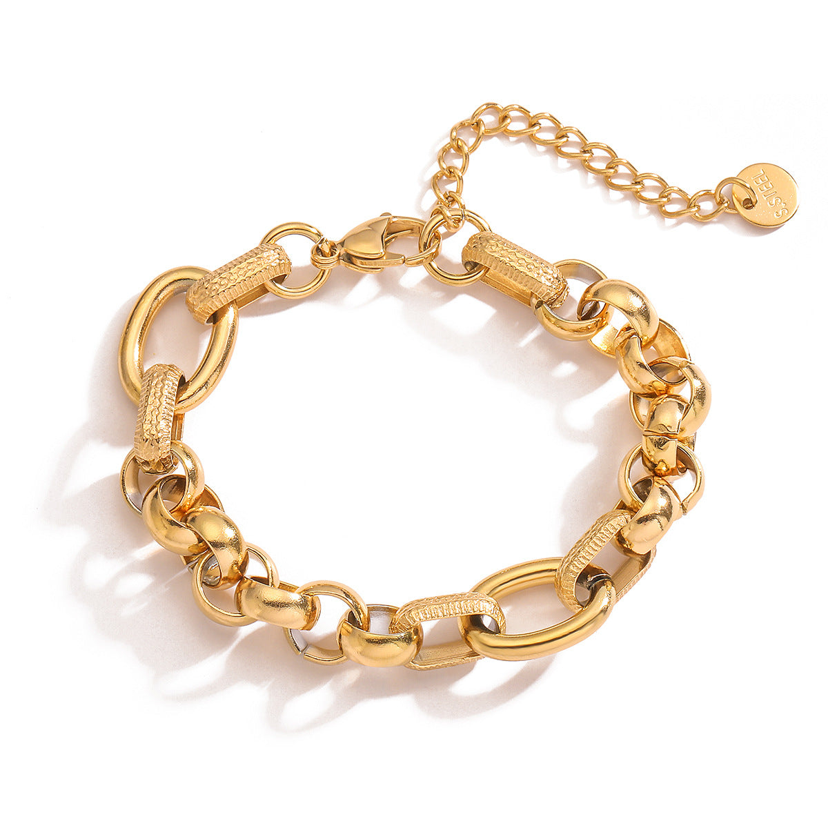 Bracciale Punk Minimalista Geometrico in Acciaio al Titanio da Donna con Finitura Placcata Design Irregolare Estetica Vintage