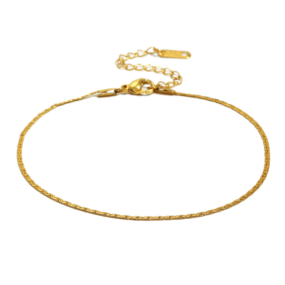Minimalist Geometric Stainless Steel Plated 18K Gold Hip-Hop Anklet for Women