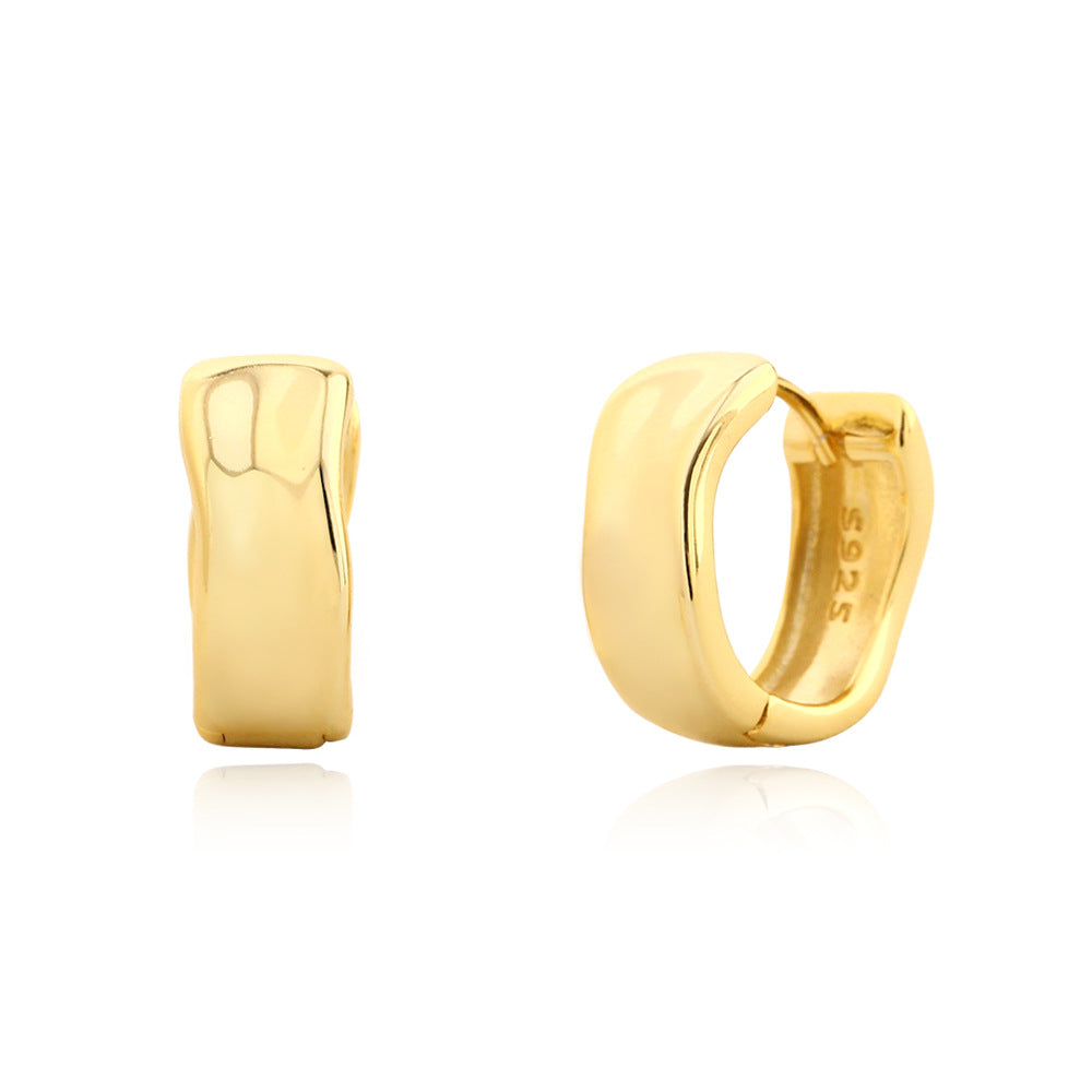 Pendientes de aro geométricos minimalistas de plata de ley S925 para mujer con acabado pulido