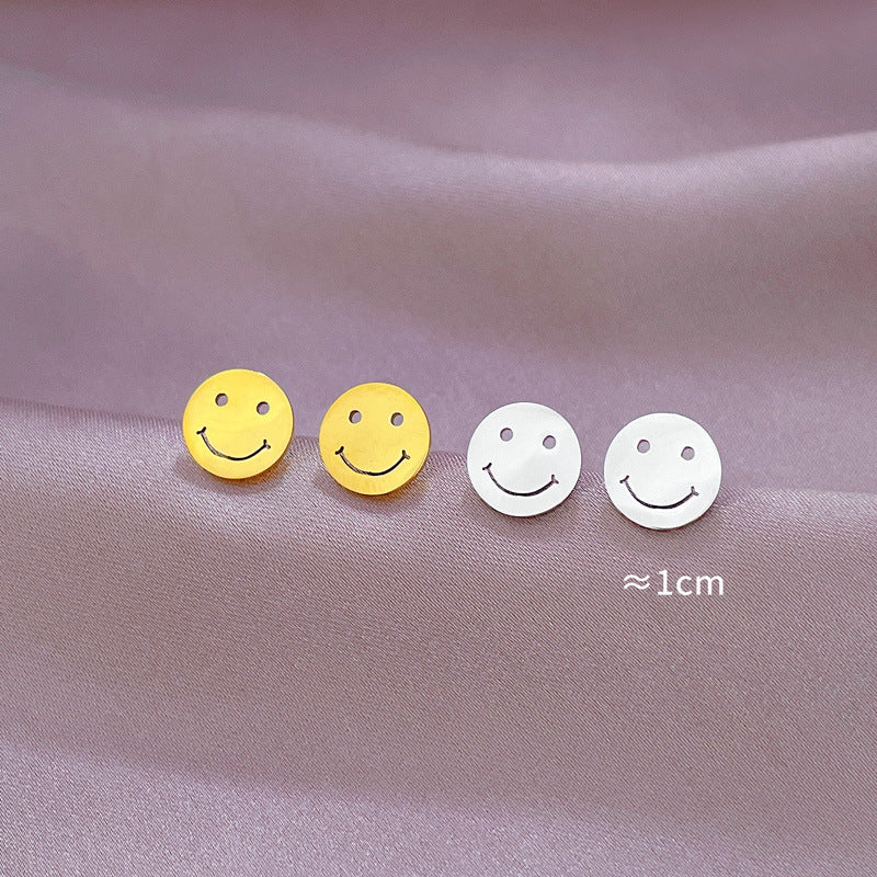 Minimalist Round Smile Titanium Steel Earrings with Plating Finish for Women