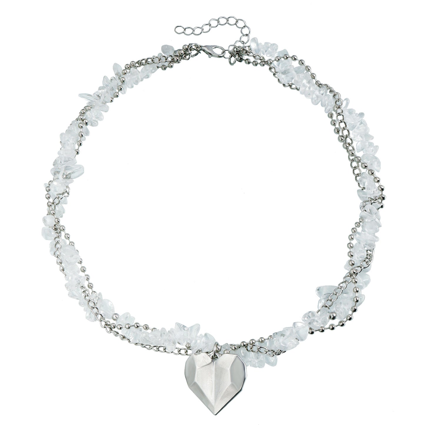 Fashionable Heart-Shaped Geometric Alloy Pendant Necklace with Plated Finish for Women
