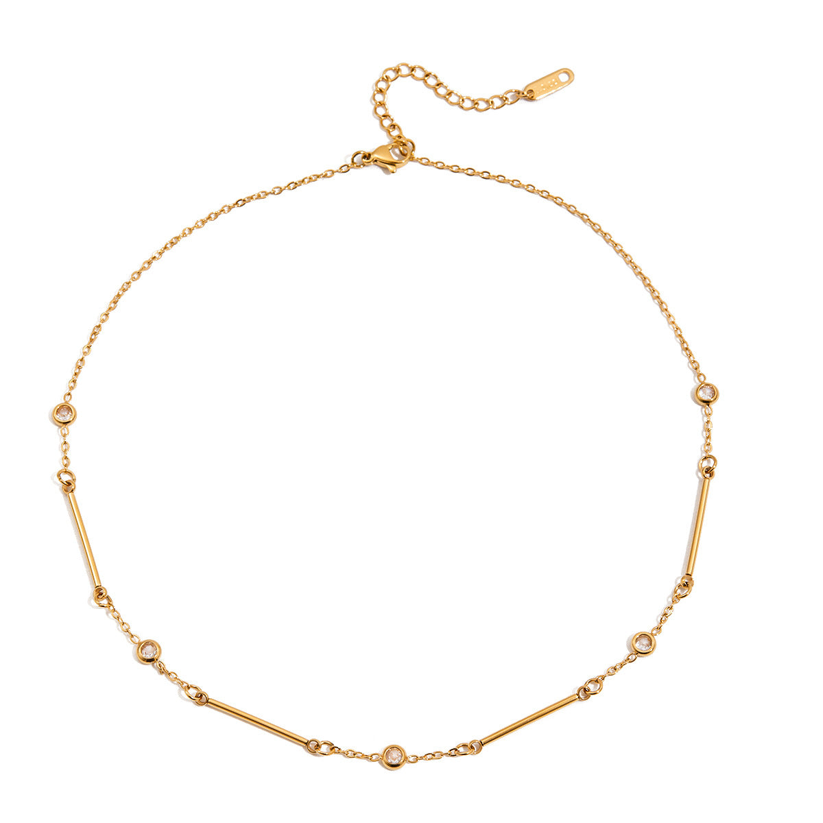 Collana Geometrica di Lusso da Donna in Acciaio Inossidabile Placcato Oro 18K con Zirconia Cubica