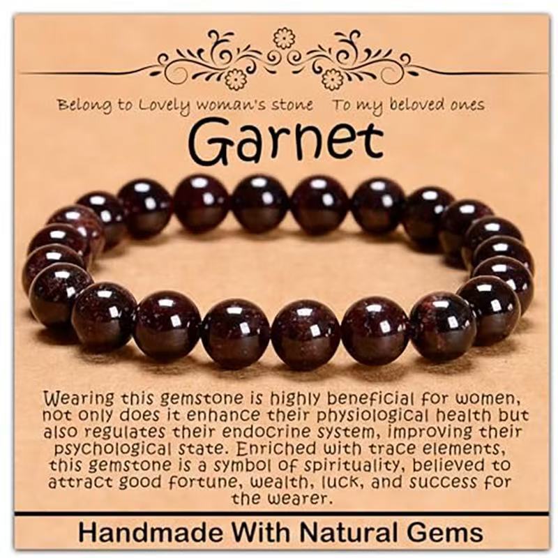 Minimalist Natural Stone Beaded Bracelet Unisex Geometric Round Handmade Jewelry Gift