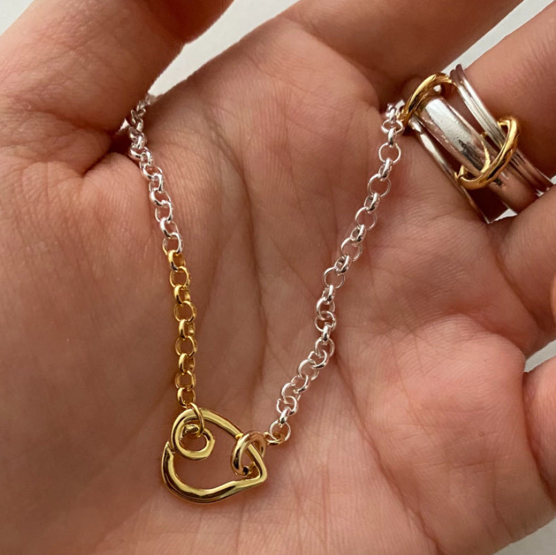 Bracciale Minimalista da Donna a Forma di Cuore in Argento Sterling S925 con Finitura Placcata