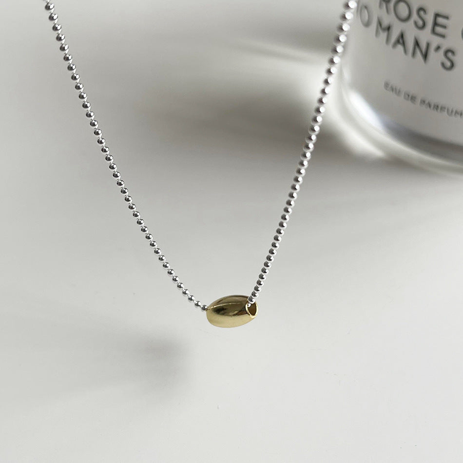 Natural Style Olive Bead Necklace for Women in 925 Sterling Silver with Woven Chain Design