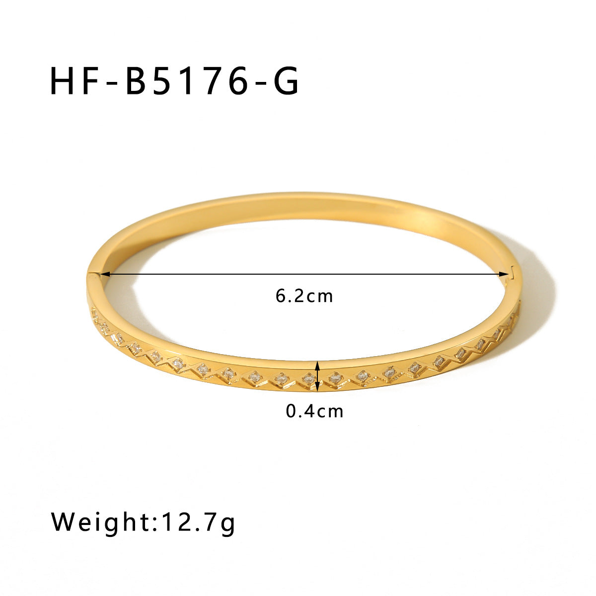 Minimalist Stainless Steel Plated 18K Gold Rhombus Shape Inlaid Rhinestone Bracelet for Women