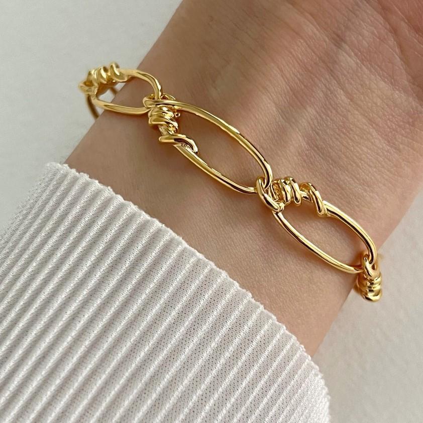 Bracciale da donna placcato in argento sterling S925, minimalista a forma di stella
