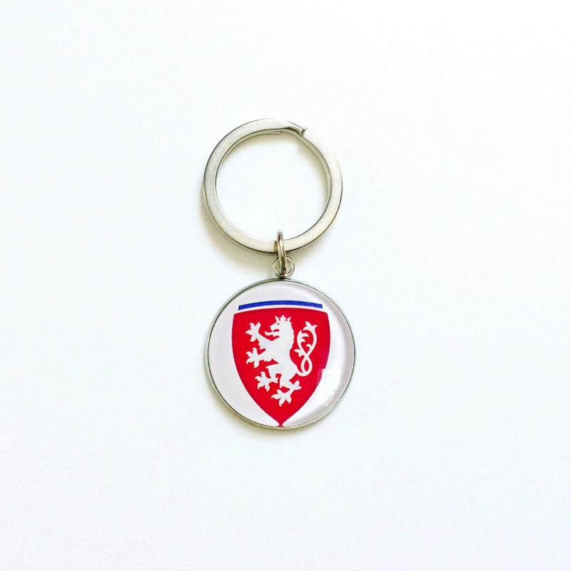 Sporty Round Stainless Steel Keychain National Football Team Souvenir Gift