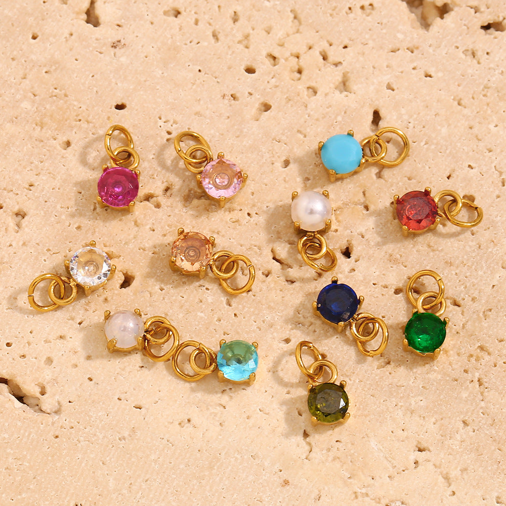 Ciondolo a Barra con Charms in Acciaio Inossidabile Geometrico Minimalista Placcato Oro 18K
