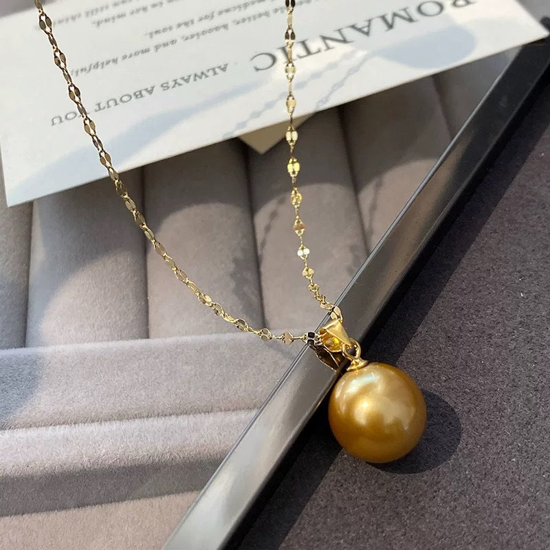 Minimalist Round Plated Titanium Steel Bead Necklace for Women