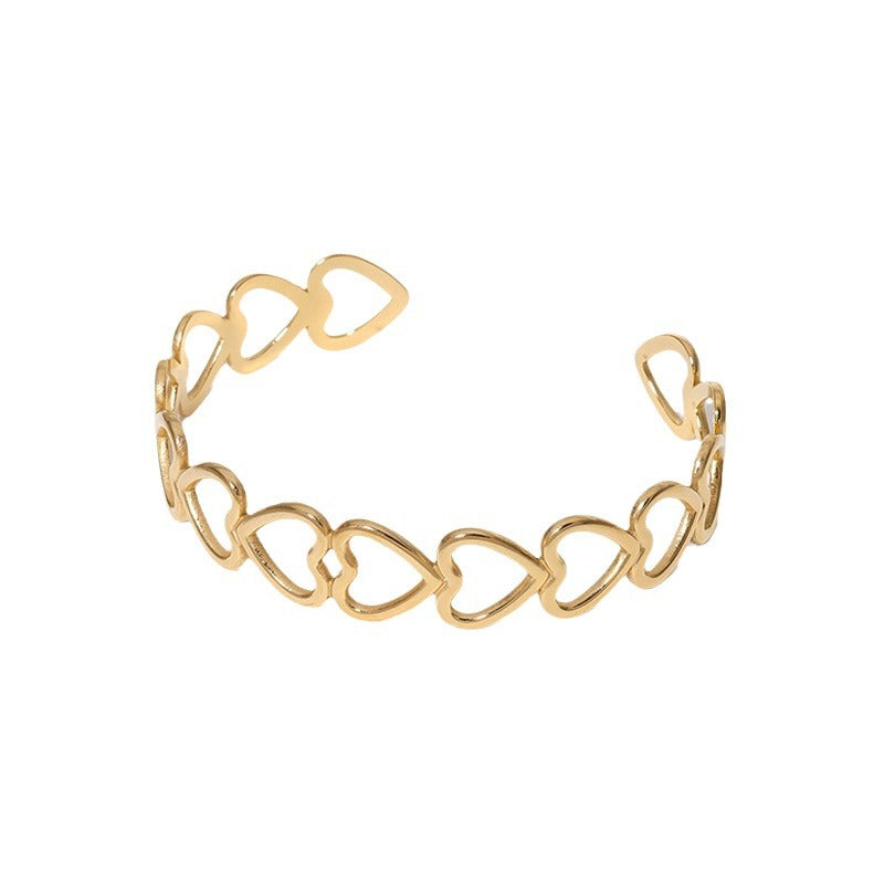 Bracciale minimalista a cuore in acciaio al titanio placcato, braccialetto regolabile in acciaio inossidabile