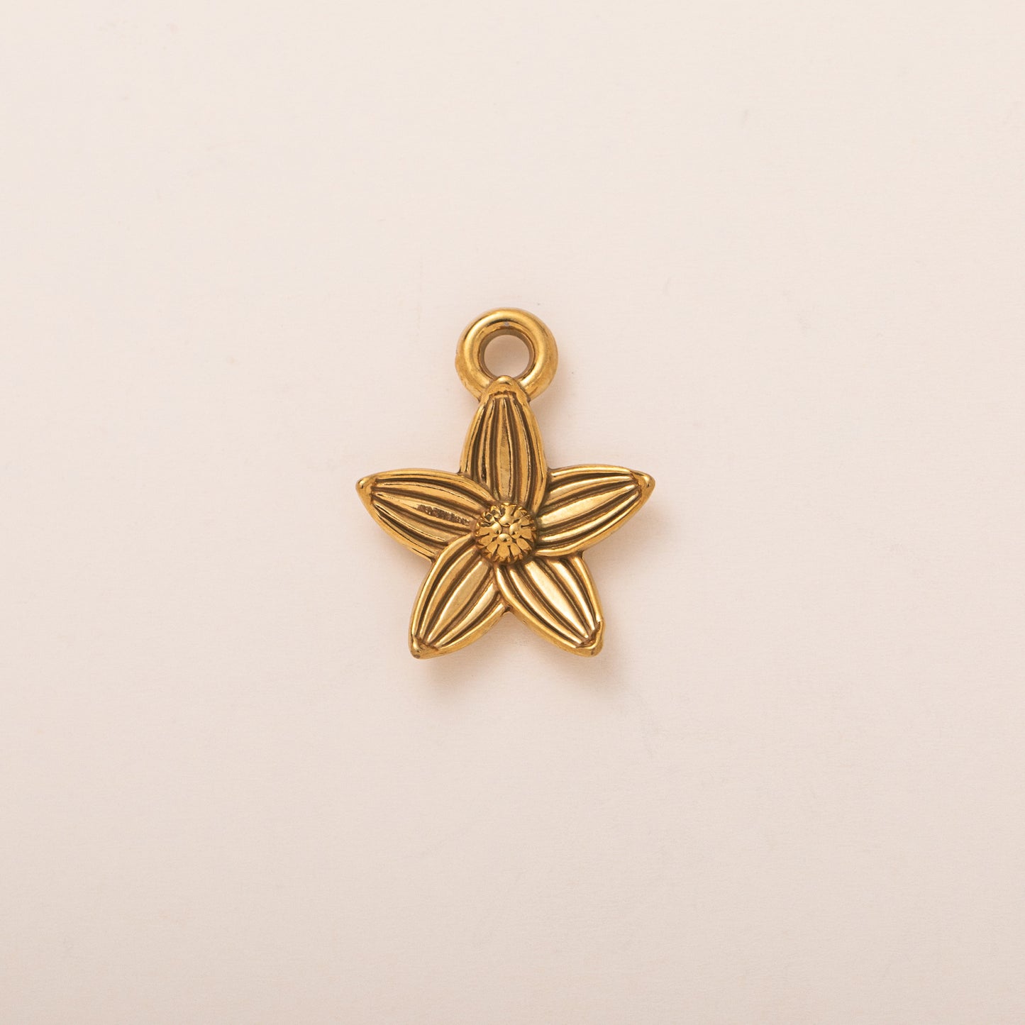 Vintage 18K Gold Plated Stainless Steel Plant Pendant Charm Bar with Adjustable Chain
