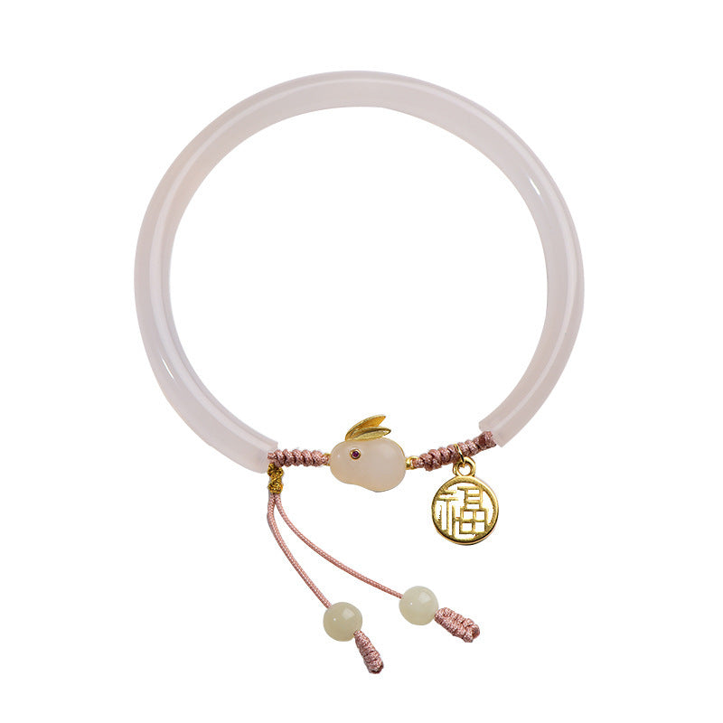 Bracciale da donna in resina a forma di coniglio, stile lussuoso, con finitura placcata, accessorio alla moda per l'ufficio
