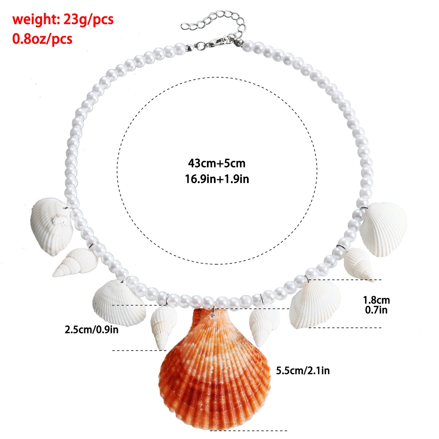 Boho Beach-Themed Shell Pendant Necklace with Imitation Pearl Accents and Electroplated Finish for Women