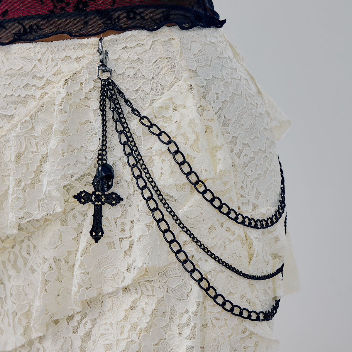 Gothic Punk Cross Hollow Out Zinc Alloy Body Chain with Tassel for Women