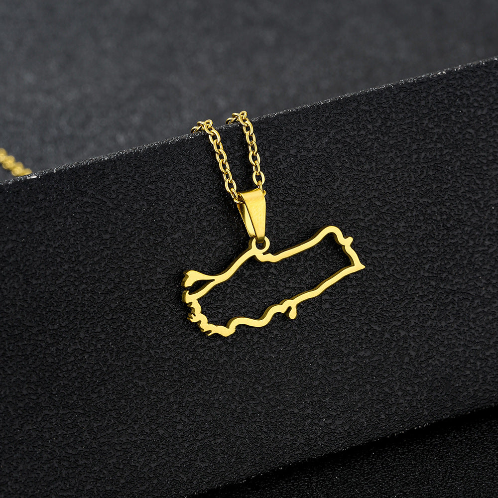 Elegante collana a pendente geometrico in acciaio inossidabile da donna con finitura placcata e catena a maglie forzate